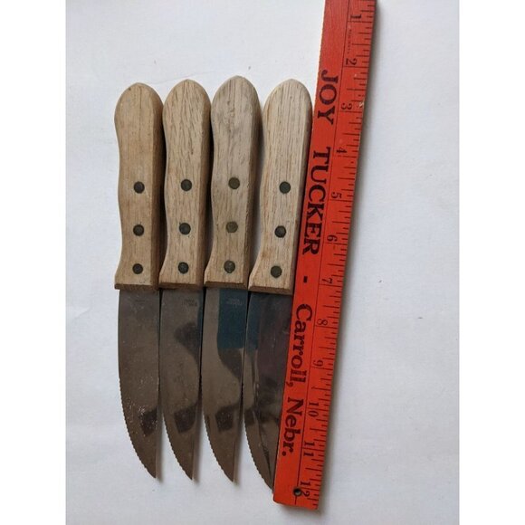 Vintage Ranch House steak knife set of 4 wood handles  stainless - Picture 5 of 5